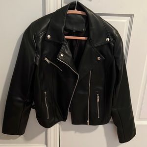 Faux Leather Motto Jacket Size Medium